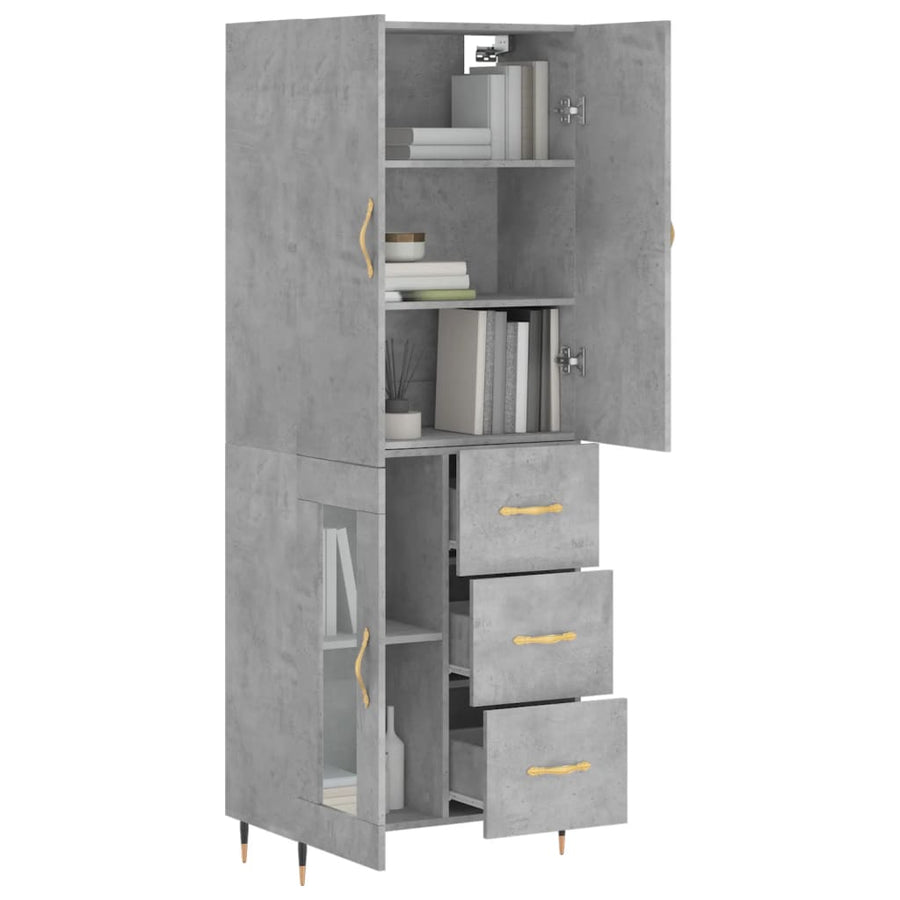 Hoge Kast 69,5X34X180 Cm Bewerkt Hout Betongrijs
