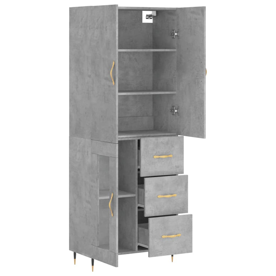 Hoge Kast 69,5X34X180 Cm Bewerkt Hout Betongrijs