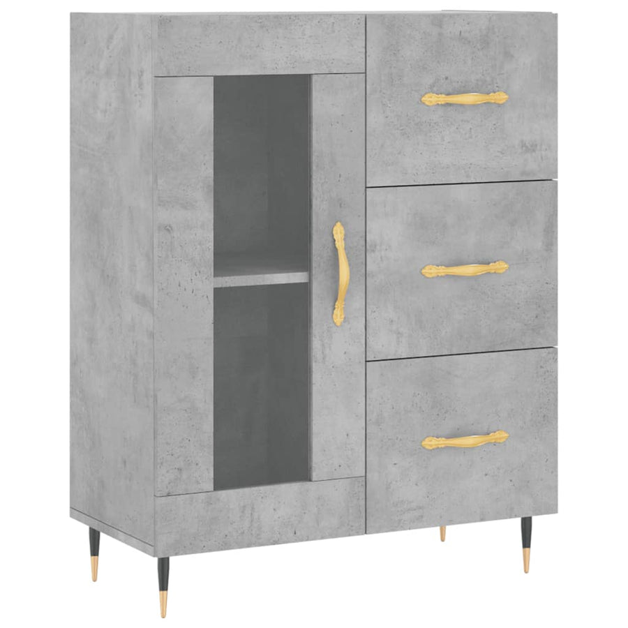 Hoge Kast 69,5X34X180 Cm Bewerkt Hout Betongrijs