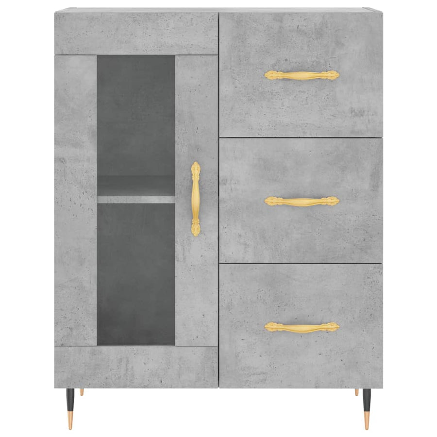 Hoge Kast 69,5X34X180 Cm Bewerkt Hout Betongrijs