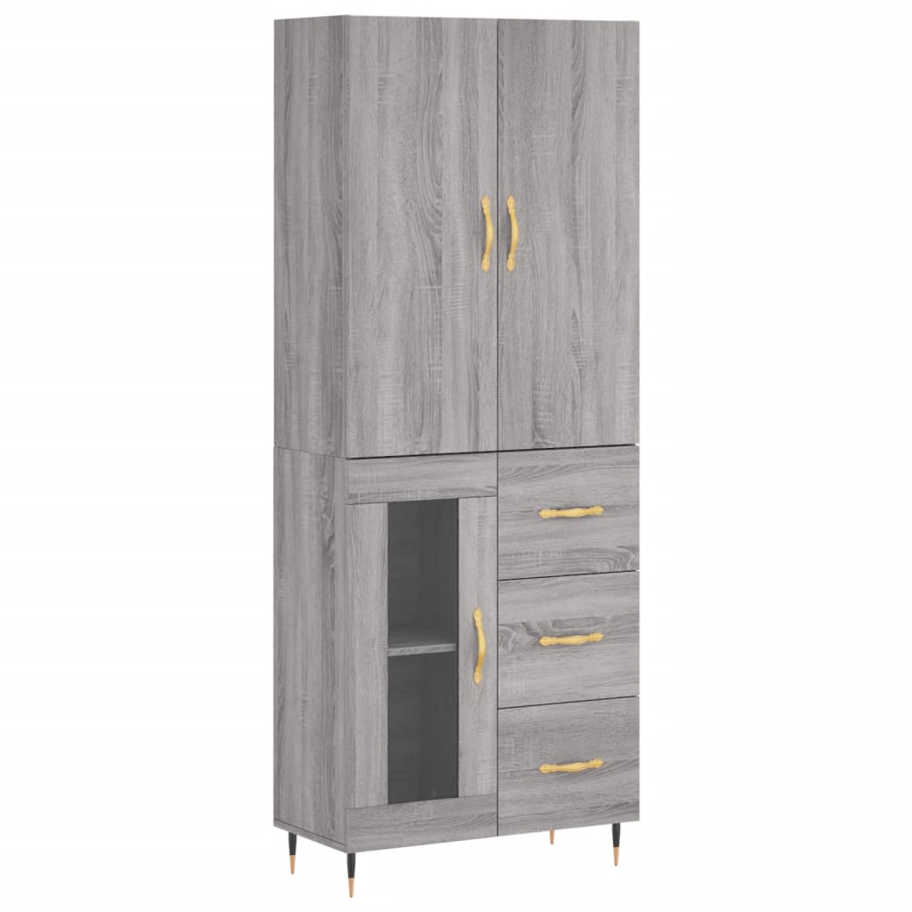 Hoge Kast 69,5X34X180 Cm Bewerkt Hout Grijs Sonoma Eikenkleurig
