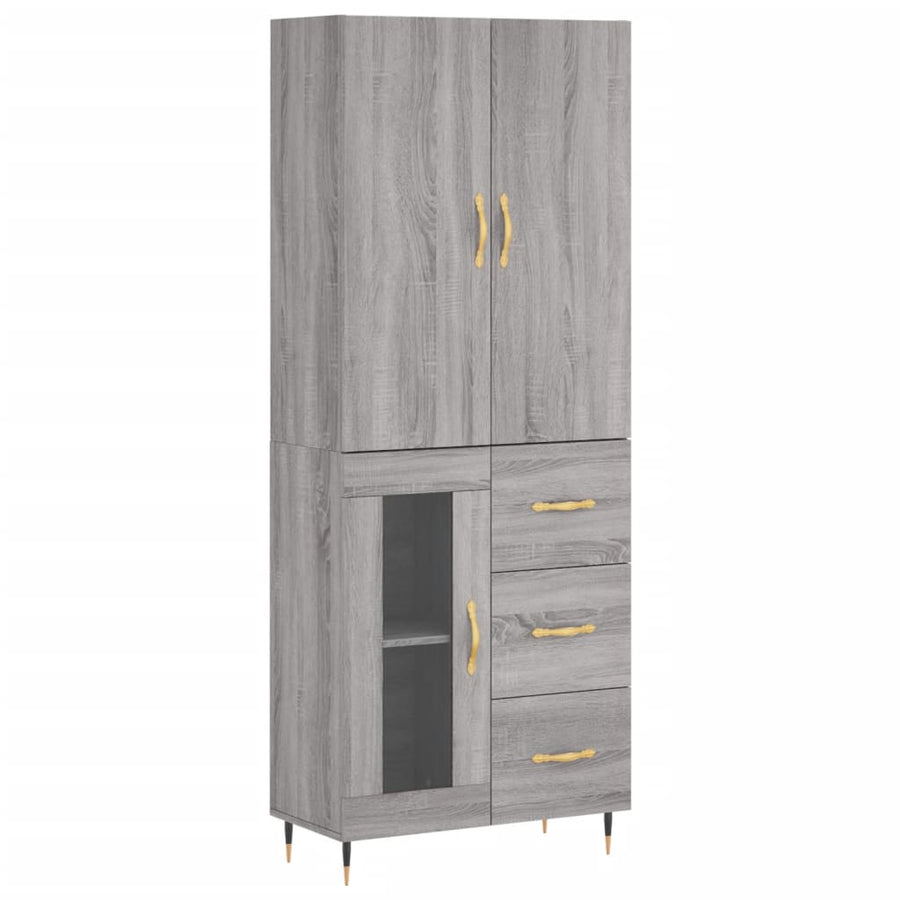 Hoge Kast 69,5X34X180 Cm Bewerkt Hout Grijs Sonoma Eikenkleurig