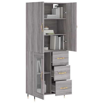 Hoge Kast 69,5X34X180 Cm Bewerkt Hout Grijs Sonoma Eikenkleurig