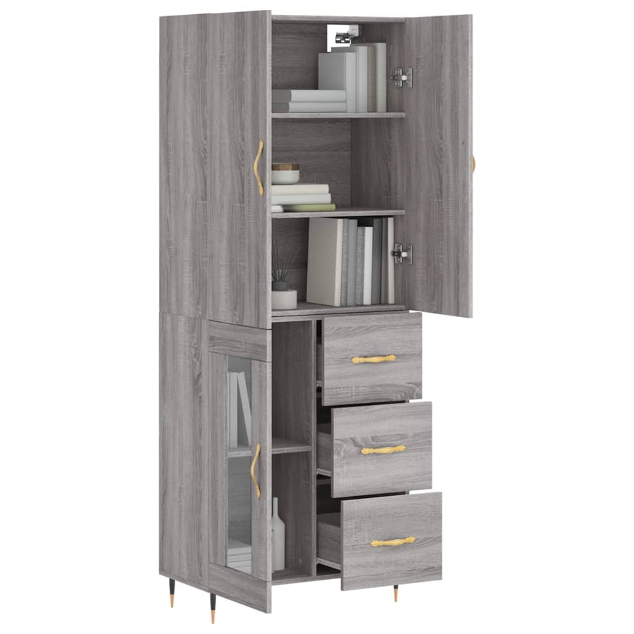 Hoge Kast 69,5X34X180 Cm Bewerkt Hout Grijs Sonoma Eikenkleurig