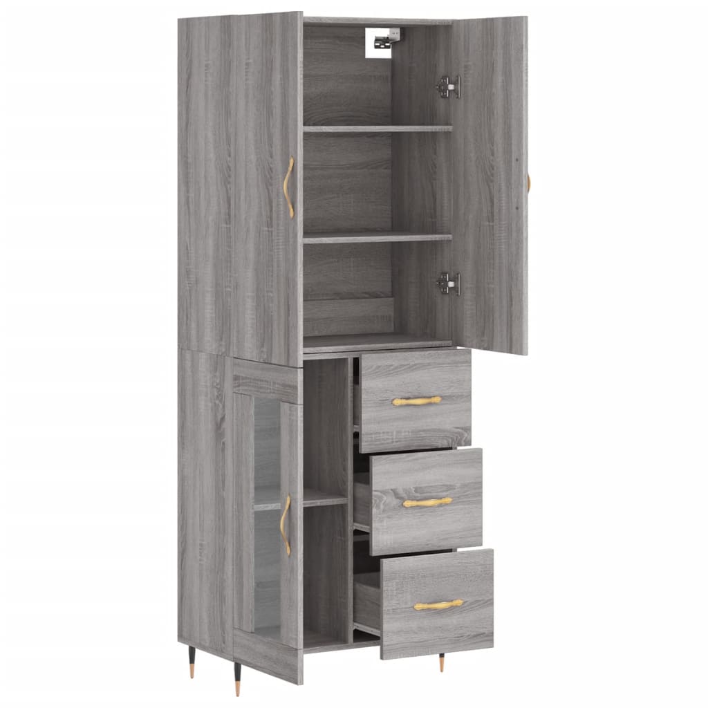 Hoge Kast 69,5X34X180 Cm Bewerkt Hout Grijs Sonoma Eikenkleurig
