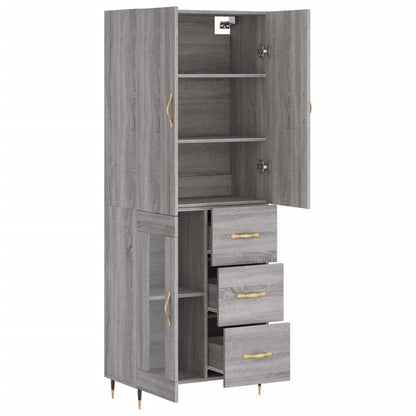 Hoge Kast 69,5X34X180 Cm Bewerkt Hout Grijs Sonoma Eikenkleurig