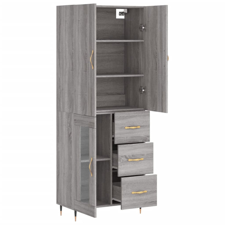Hoge Kast 69,5X34X180 Cm Bewerkt Hout Grijs Sonoma Eikenkleurig