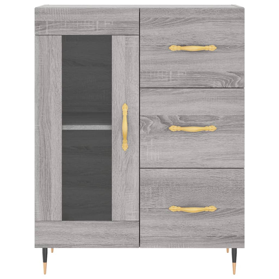 Hoge Kast 69,5X34X180 Cm Bewerkt Hout Grijs Sonoma Eikenkleurig