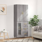Hoge kast 69,5x34x180 cm bewerkt hout grijs