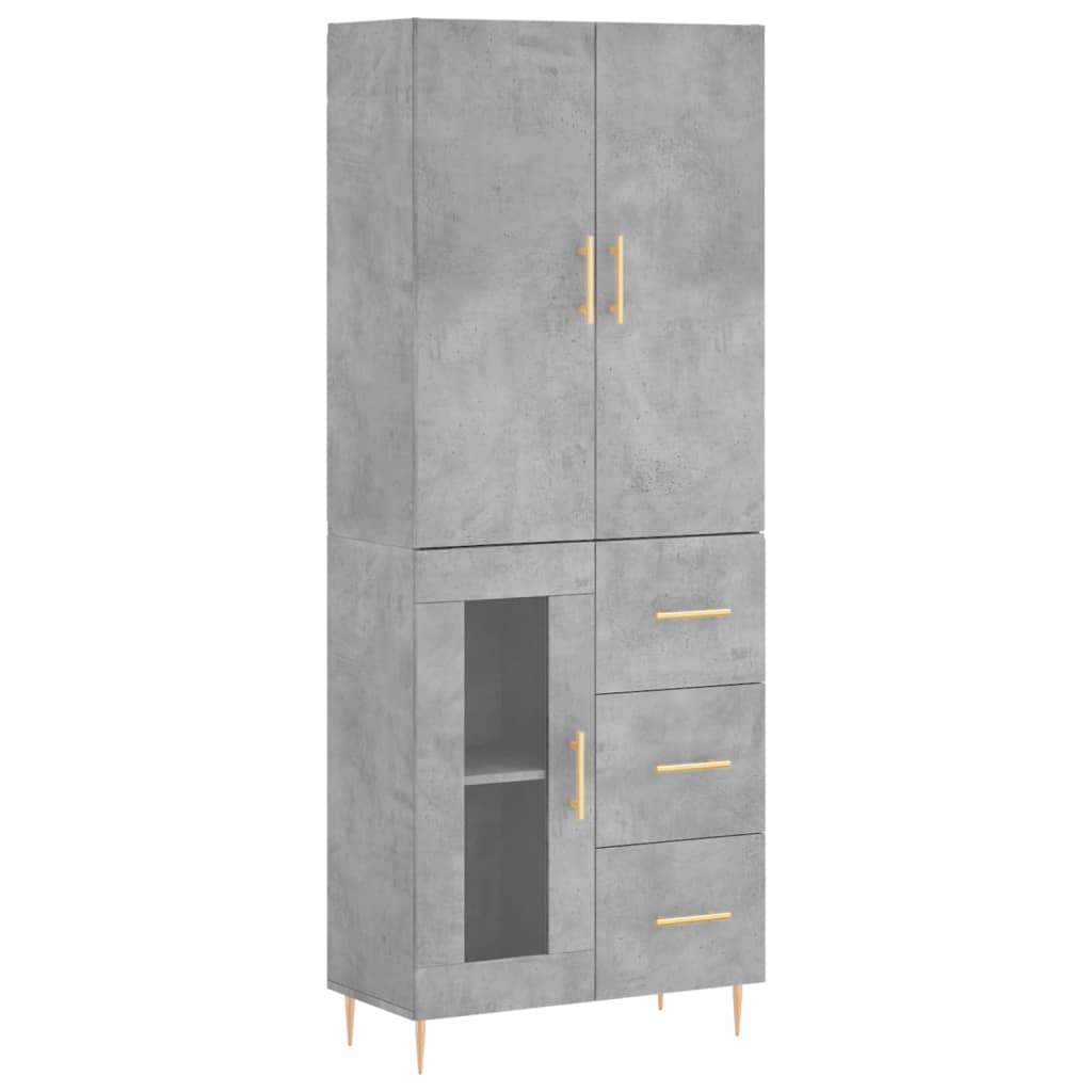 Hoge Kast 69,5X34X180 Cm Bewerkt Hout Betongrijs