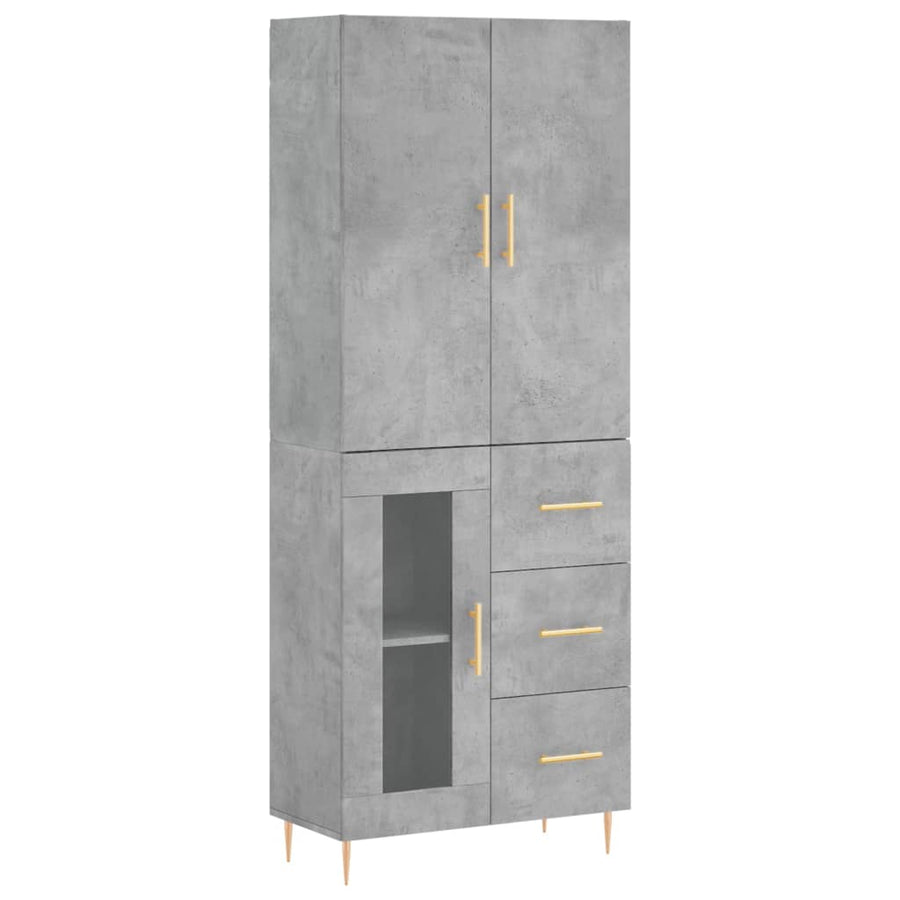 Hoge Kast 69,5X34X180 Cm Bewerkt Hout Betongrijs