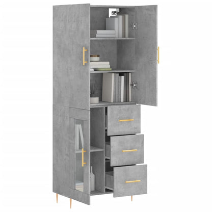 Hoge Kast 69,5X34X180 Cm Bewerkt Hout Betongrijs