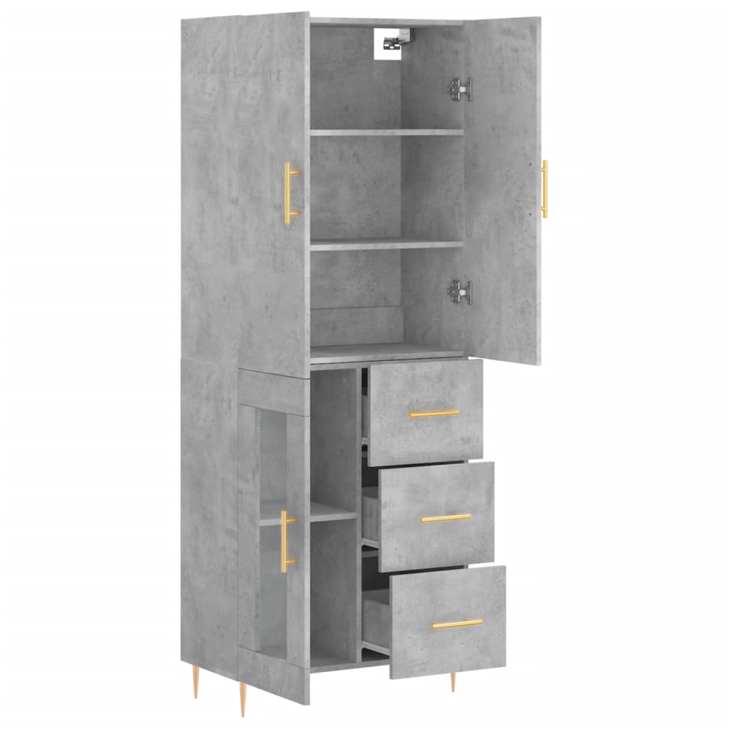 Hoge Kast 69,5X34X180 Cm Bewerkt Hout Betongrijs