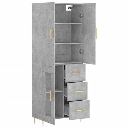 Hoge Kast 69,5X34X180 Cm Bewerkt Hout Betongrijs