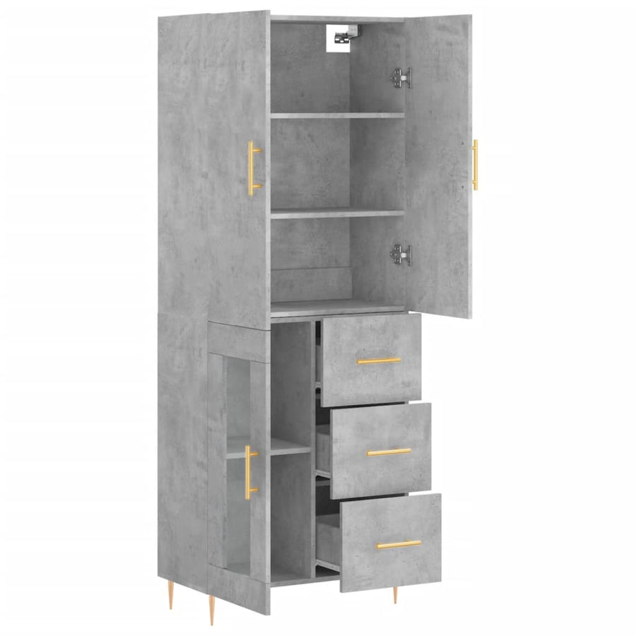 Hoge Kast 69,5X34X180 Cm Bewerkt Hout Betongrijs