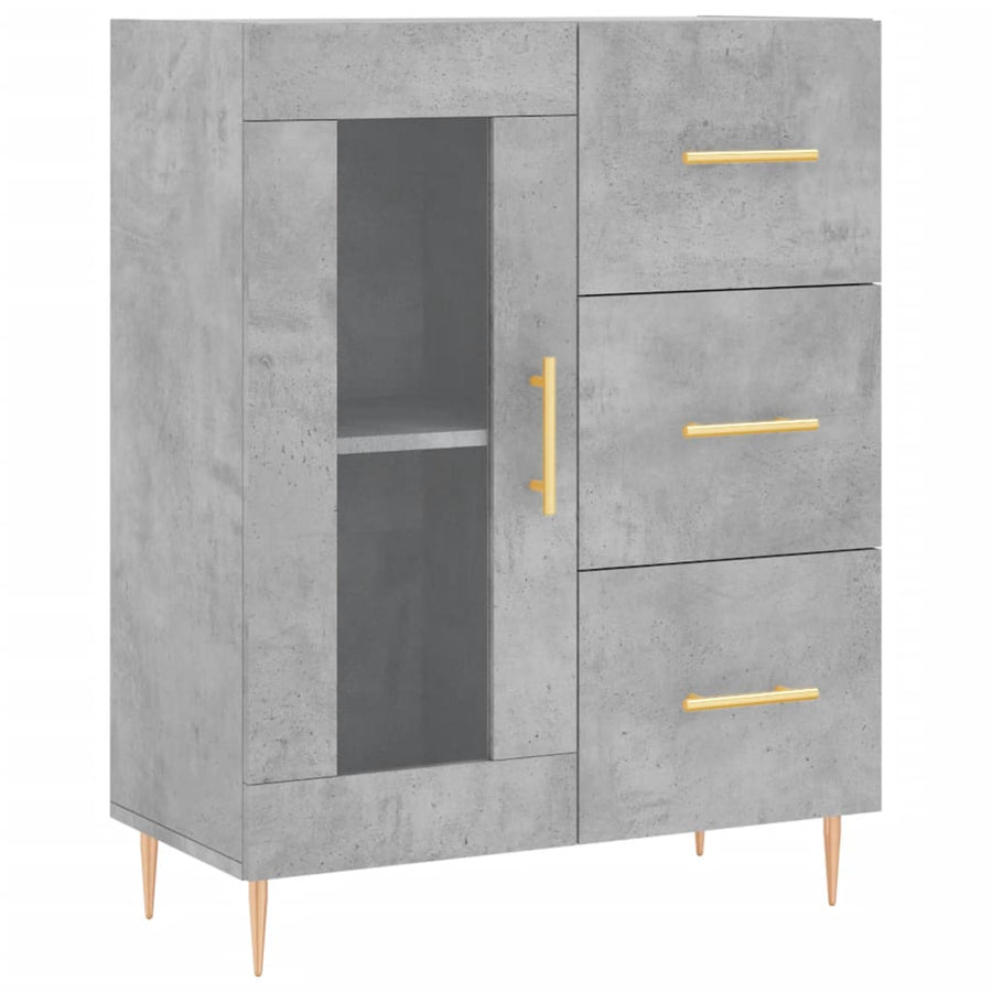 Hoge Kast 69,5X34X180 Cm Bewerkt Hout Betongrijs