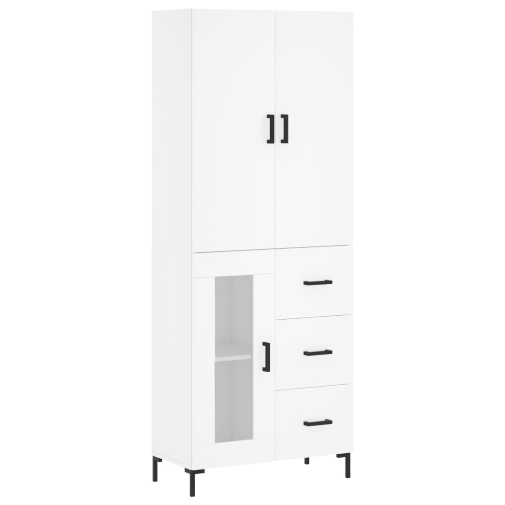 Hoge kast 69,5x34x180 cm bewerkt hout wit