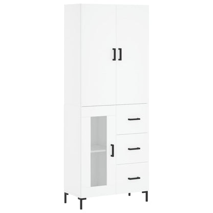 Hoge kast 69,5x34x180 cm bewerkt hout wit