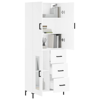 Hoge kast 69,5x34x180 cm bewerkt hout wit
