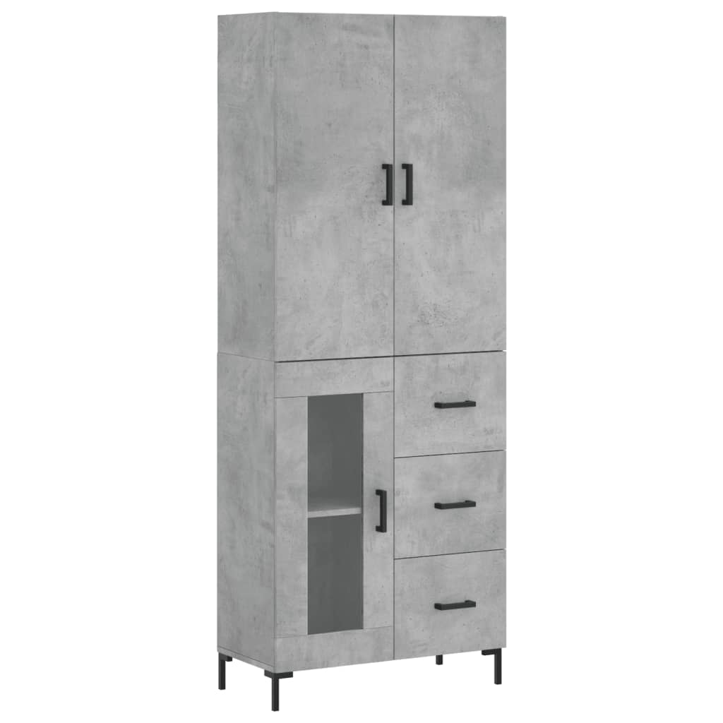 Hoge Kast 69,5X34X180 Cm Bewerkt Hout Betongrijs