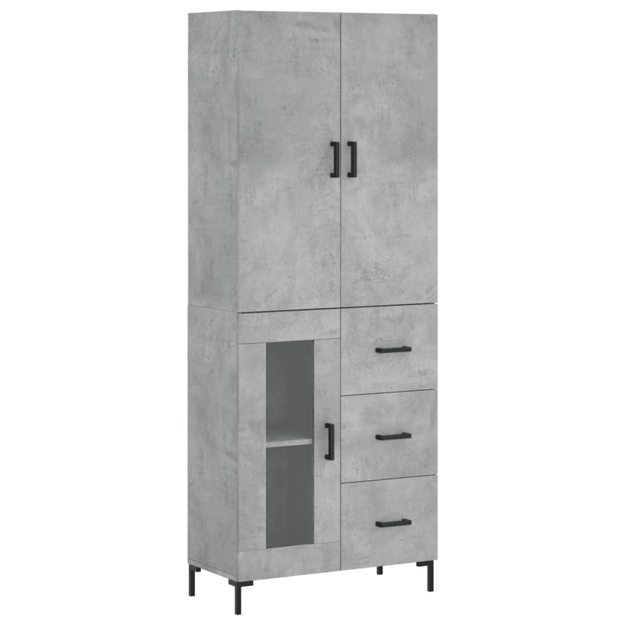 Hoge Kast 69,5X34X180 Cm Bewerkt Hout Betongrijs