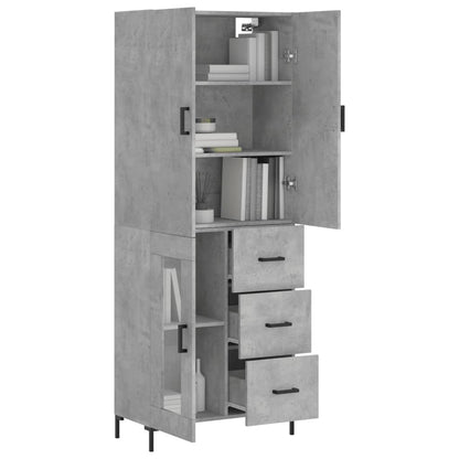 Hoge Kast 69,5X34X180 Cm Bewerkt Hout Betongrijs