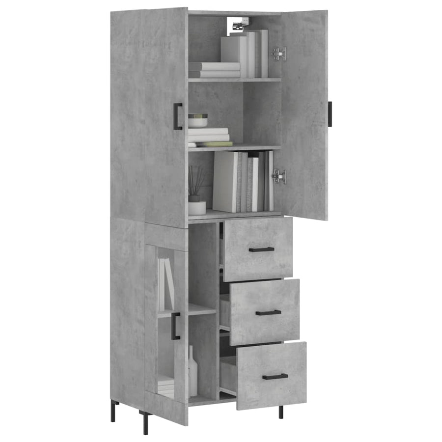 Hoge Kast 69,5X34X180 Cm Bewerkt Hout Betongrijs