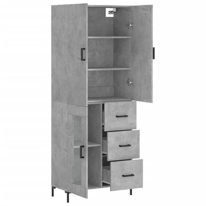 Hoge Kast 69,5X34X180 Cm Bewerkt Hout Betongrijs