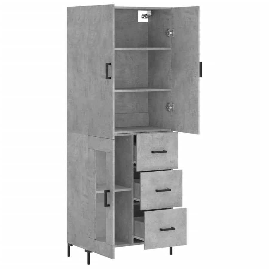Hoge Kast 69,5X34X180 Cm Bewerkt Hout Betongrijs