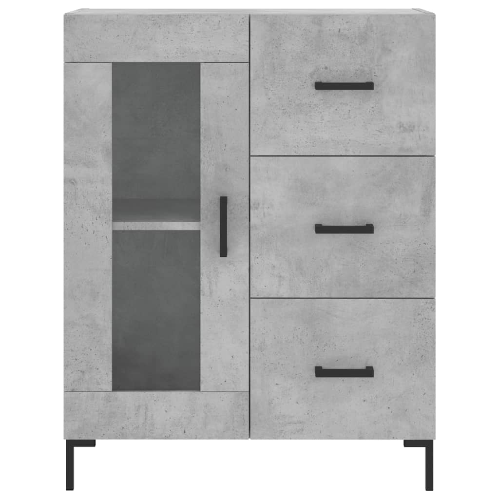 Hoge Kast 69,5X34X180 Cm Bewerkt Hout Betongrijs
