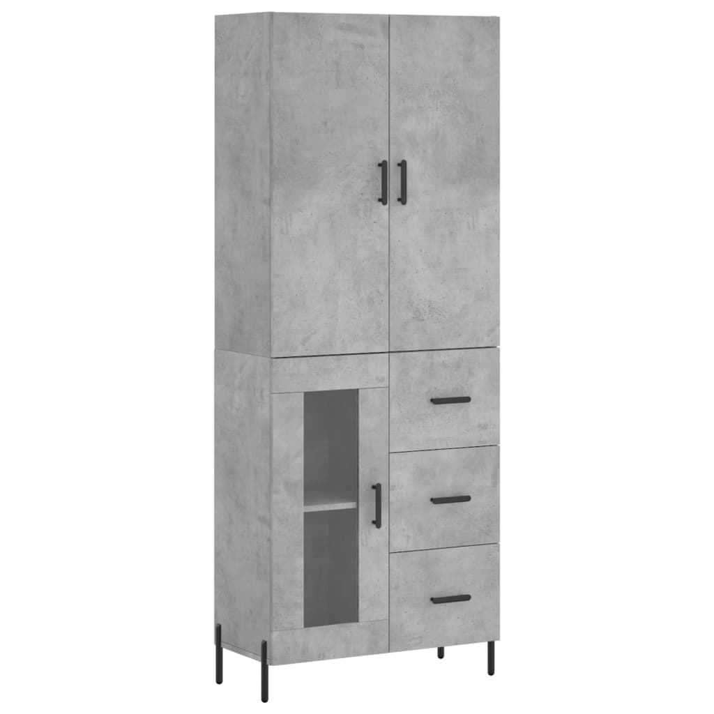 Hoge Kast 69,5X34X180 Cm Bewerkt Hout Betongrijs