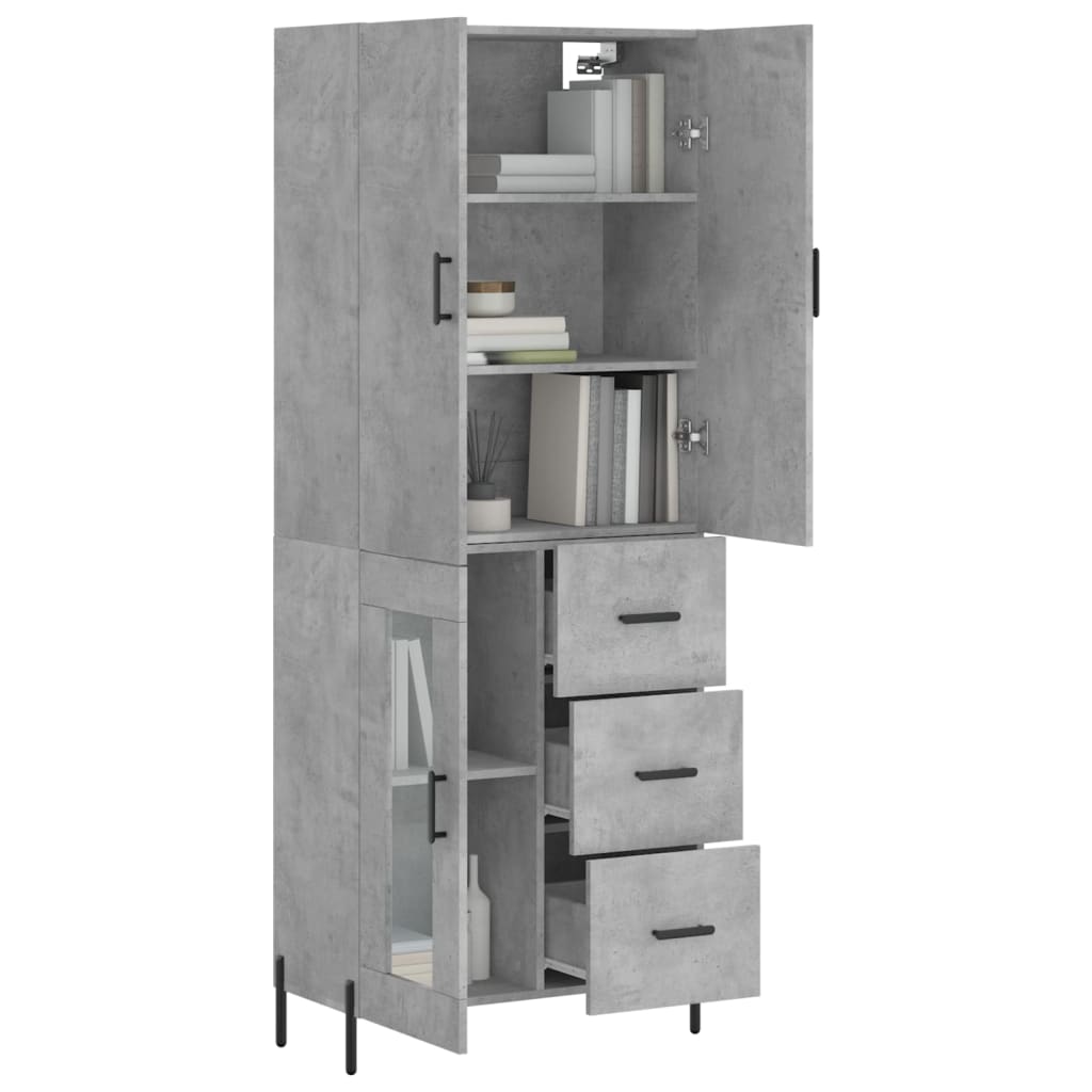 Hoge Kast 69,5X34X180 Cm Bewerkt Hout Betongrijs