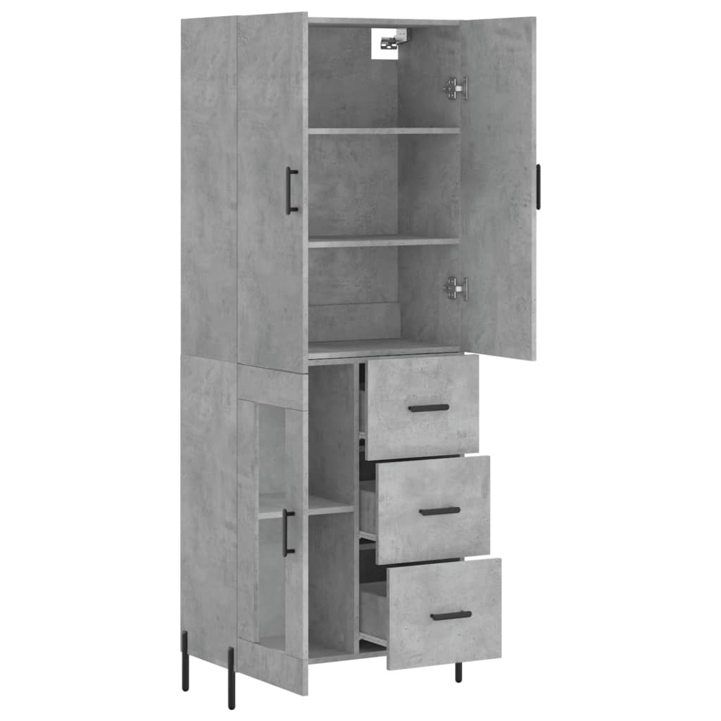 Hoge Kast 69,5X34X180 Cm Bewerkt Hout Betongrijs