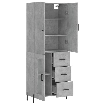 Hoge Kast 69,5X34X180 Cm Bewerkt Hout Betongrijs