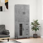 Hoge kast 69,5x34x180 cm bewerkt hout betongrijs