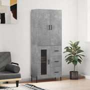 Hoge kast 69,5x34x180 cm bewerkt hout betongrijs