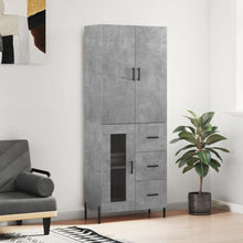 Hoge Kast 69,5X34X180 Cm Bewerkt Hout Betongrijs
