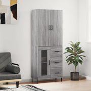 Hoge kast 69,5x34x180 cm bewerkt hout grijs