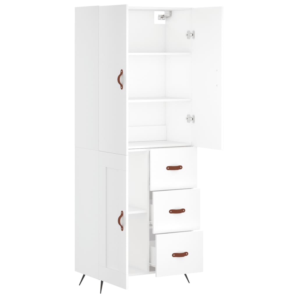 Hoge Kast 69,5X34X180 Cm Bewerkt Hout Wit