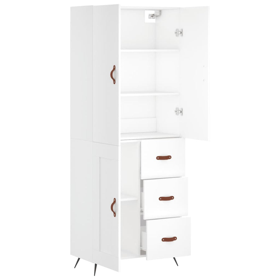 Hoge Kast 69,5X34X180 Cm Bewerkt Hout Wit