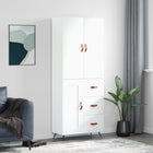 Tall cabinet 69.5x34x180 cm distressed wood white
