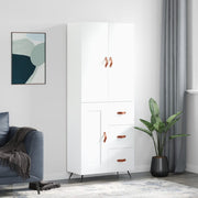 Hoge kast 69,5x34x180 cm bewerkt hout wit