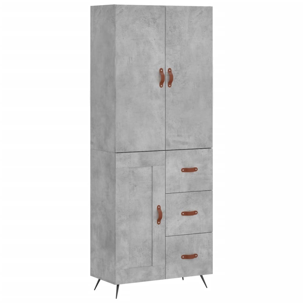 Hoge Kast 69,5X34X180 Cm Bewerkt Hout Betongrijs