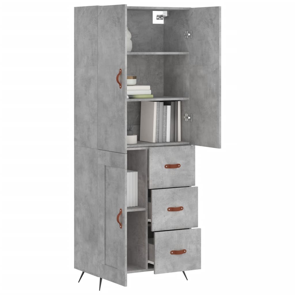 Hoge Kast 69,5X34X180 Cm Bewerkt Hout Betongrijs