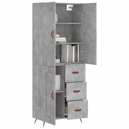 Hoge Kast 69,5X34X180 Cm Bewerkt Hout Betongrijs