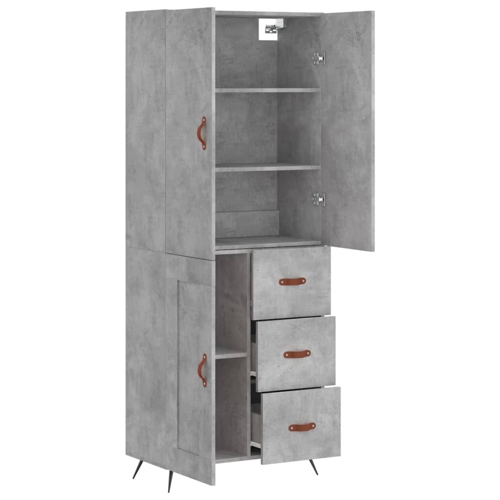 Hoge Kast 69,5X34X180 Cm Bewerkt Hout Betongrijs