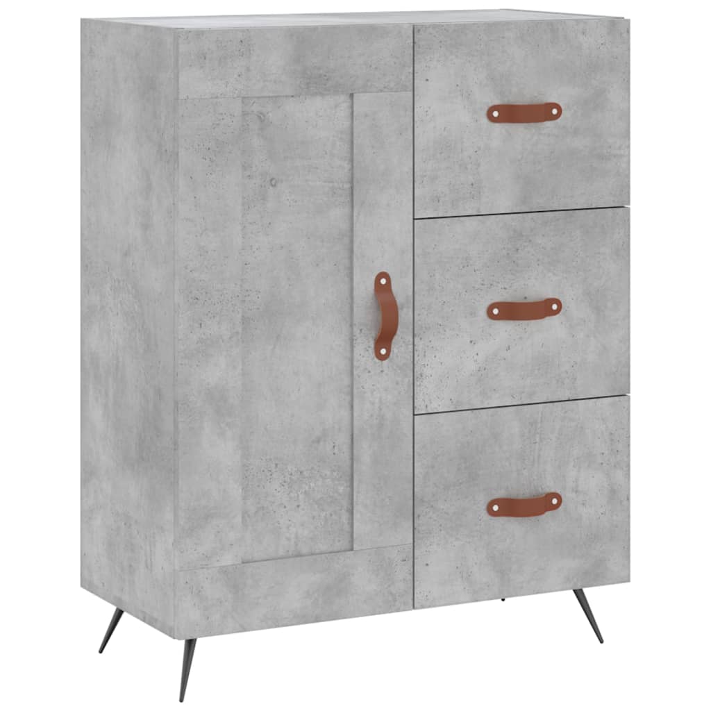 Hoge Kast 69,5X34X180 Cm Bewerkt Hout Betongrijs