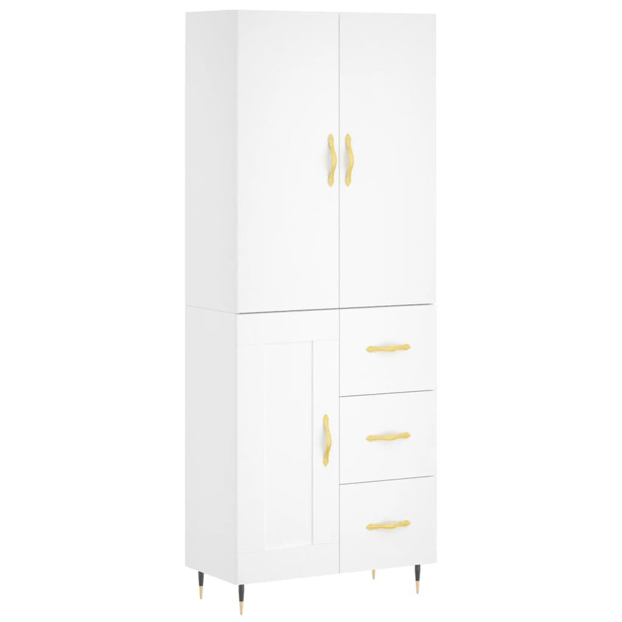 Hoge Kast 69,5X34X180 Cm Bewerkt Hout Wit