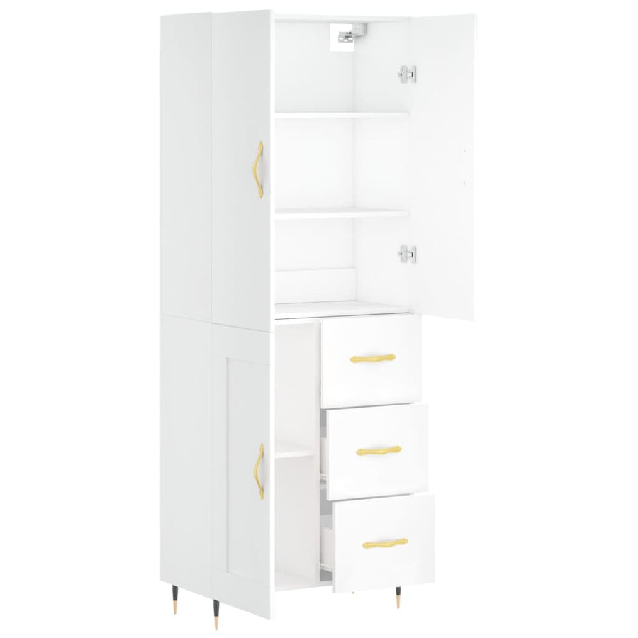 Hoge Kast 69,5X34X180 Cm Bewerkt Hout Wit