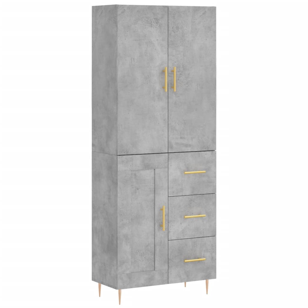 Hoge Kast 69,5X34X180 Cm Bewerkt Hout Betongrijs